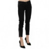 Pantaloni casual in denim con orlo tagliato a vita media nera - W30