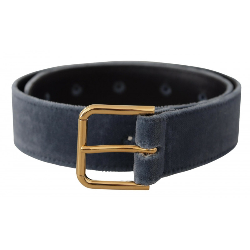 Cintura fibbia vita logo metallo dorato velluto blu navy - 60 CM /