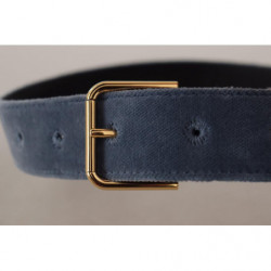 Cintura fibbia vita logo metallo dorato velluto blu navy - 60 CM /