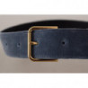Cintura fibbia vita logo metallo dorato velluto blu navy - 60 CM /