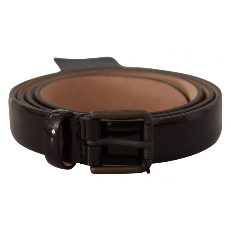 Cintura fibbia vita metallo logo pelle verniciata nera - 90 CM / 36