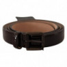 Cintura fibbia vita metallo logo pelle verniciata nera - 90 CM / 36