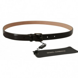 Cintura fibbia vita metallo logo pelle verniciata nera - 90 CM / 36