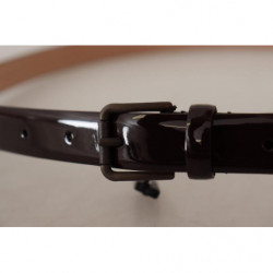 Cintura fibbia vita metallo logo pelle verniciata nera - 90 CM / 36