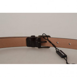 Cintura fibbia vita metallo logo pelle verniciata nera - 90 CM / 36