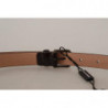 Cintura fibbia vita metallo logo pelle verniciata nera - 90 CM / 36