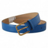 Cintura fibbia vita metallo logo tono oro pelle blu - 60 CM / 24 IN