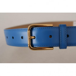 Cintura fibbia vita metallo logo tono oro pelle blu - 60 CM / 24 IN
