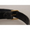 Cintura fibbia vita metallo logo tono oro velluto marrone - 60 CM /