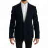 Blazer da giacca in cotone stretch di seta tinta unita blu - IT52 - XL