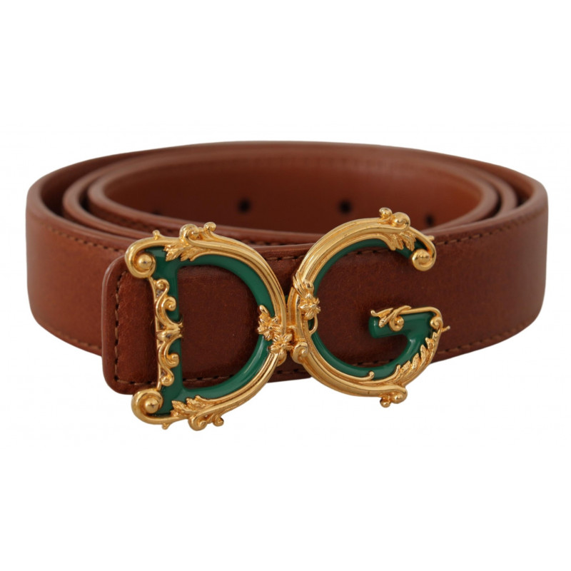 Cintura fibbia vita logo DG oro barocco pelle marrone - 75 CM / 30