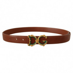 Cintura fibbia vita logo DG oro barocco pelle marrone - 75 CM / 30