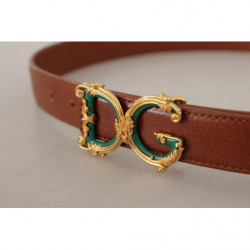 Cintura fibbia vita logo DG oro barocco pelle marrone - 75 CM / 30