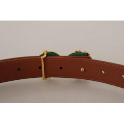 Cintura fibbia vita logo DG oro barocco pelle marrone - 75 CM / 30
