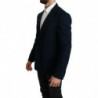 Blazer da giacca in cotone stretch di seta tinta unita blu - IT52 - XL