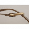 Cintura fibbia vita logo dorato inciso pelle color bronzo - 65 CM /