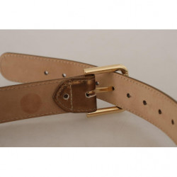 Cintura fibbia vita logo dorato inciso pelle color bronzo - 65 CM /
