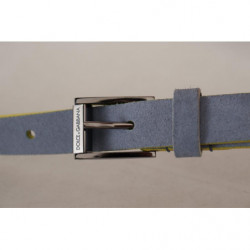 Cintura fibbia logo inciso pelle scamosciata blu - 90 CM / 36 INCHES