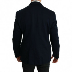 Blazer da giacca in cotone stretch di seta tinta unita blu - IT52 - XL