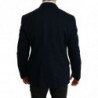 Blazer da giacca in cotone stretch di seta tinta unita blu - IT52 - XL