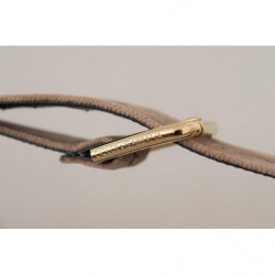 Cintura fibbia metallo logo tono oro velluto marrone chiaro - 65 CM