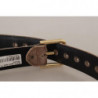 Cintura fibbia metallo logo tono oro velluto marrone chiaro - 65 CM