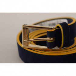 Cintura fibbia logo metallo oro giallo pelle scamosciata blu - 90 C