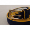 Cintura fibbia logo metallo oro giallo pelle scamosciata blu - 90 C