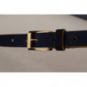 Cintura fibbia logo metallo oro giallo pelle scamosciata blu - 90 C