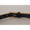Cintura fibbia logo metallo oro giallo pelle scamosciata blu - 90 C
