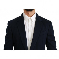 Blazer da giacca in cotone stretch di seta tinta unita blu - IT52 - XL