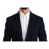 Blazer da giacca in cotone stretch di seta tinta unita blu - IT52 - XL