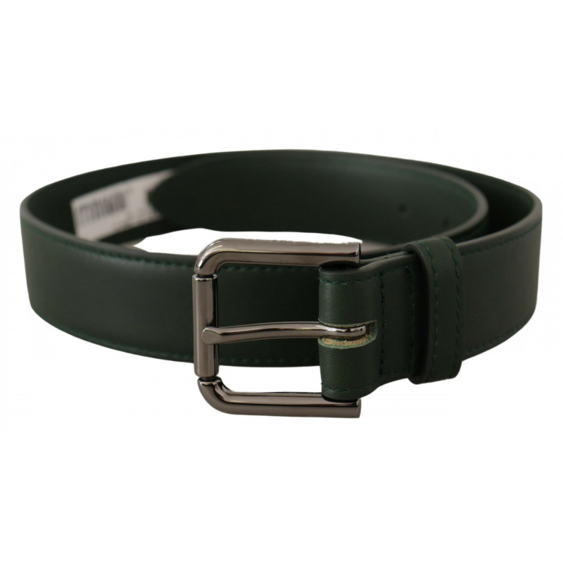 Cintura fibbia vita metallo logo pelle verde militare - 60 CM / 24