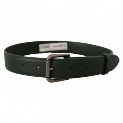 Cintura fibbia vita metallo logo pelle verde militare - 60 CM / 24