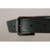 Cintura fibbia vita metallo logo pelle verde militare - 60 CM / 24