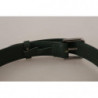 Cintura fibbia vita metallo logo pelle verde militare - 60 CM / 24