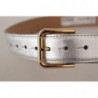 Cintura fibbia vita metallo logo tono oro pelle argentata - 65 CM /