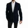 Blazer da giacca in cotone stretch di seta tinta unita blu - IT52 - XL