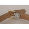 Cintura fibbia vita metallo logo tono oro pelle argentata - 65 CM /