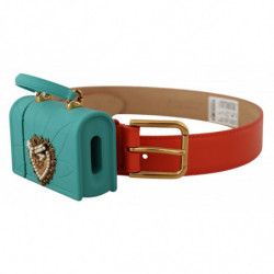 Cintura cuffie micro borsa Devotion Heart pelle arancione - 70 CM /