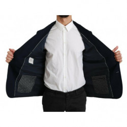 Blazer da giacca in cotone stretch di seta tinta unita blu - IT52 - XL