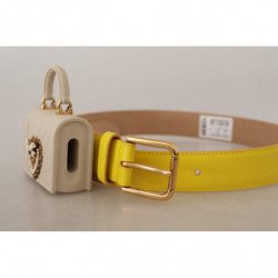 Cintura cuffie micro borsa Devotion Heart pelle gialla - 70 CM / 28