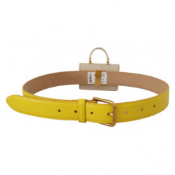 Cintura cuffie micro borsa Devotion Heart pelle gialla - 70 CM / 28