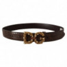 Cintura fibbia logo pelle esotica stampa animalier Marrone Amore -