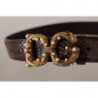 Cintura fibbia logo pelle esotica stampa animalier Marrone Amore -