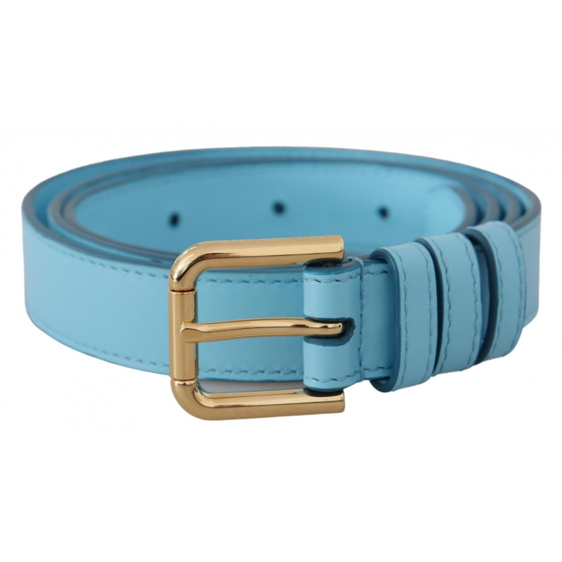 Cintura fibbia logo metallo color oro pelle blu cielo - 90 CM / 36