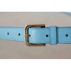 Cintura fibbia logo metallo color oro pelle blu cielo - 90 CM / 36