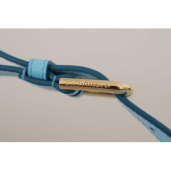 Cintura fibbia logo metallo color oro pelle blu cielo - 90 CM / 36