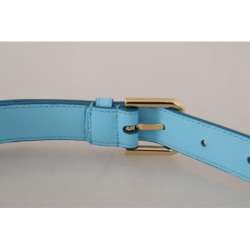 Cintura fibbia logo metallo color oro pelle blu cielo - 90 CM / 36