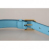 Cintura fibbia logo metallo color oro pelle blu cielo - 90 CM / 36